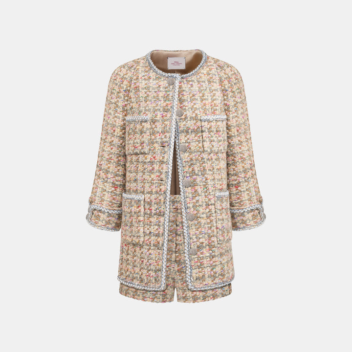 "Chelsea Citywalk."義大利頂級初剪羊毛蓬絨經典No.5花呢外套—Candy Confetti棉花彩糖