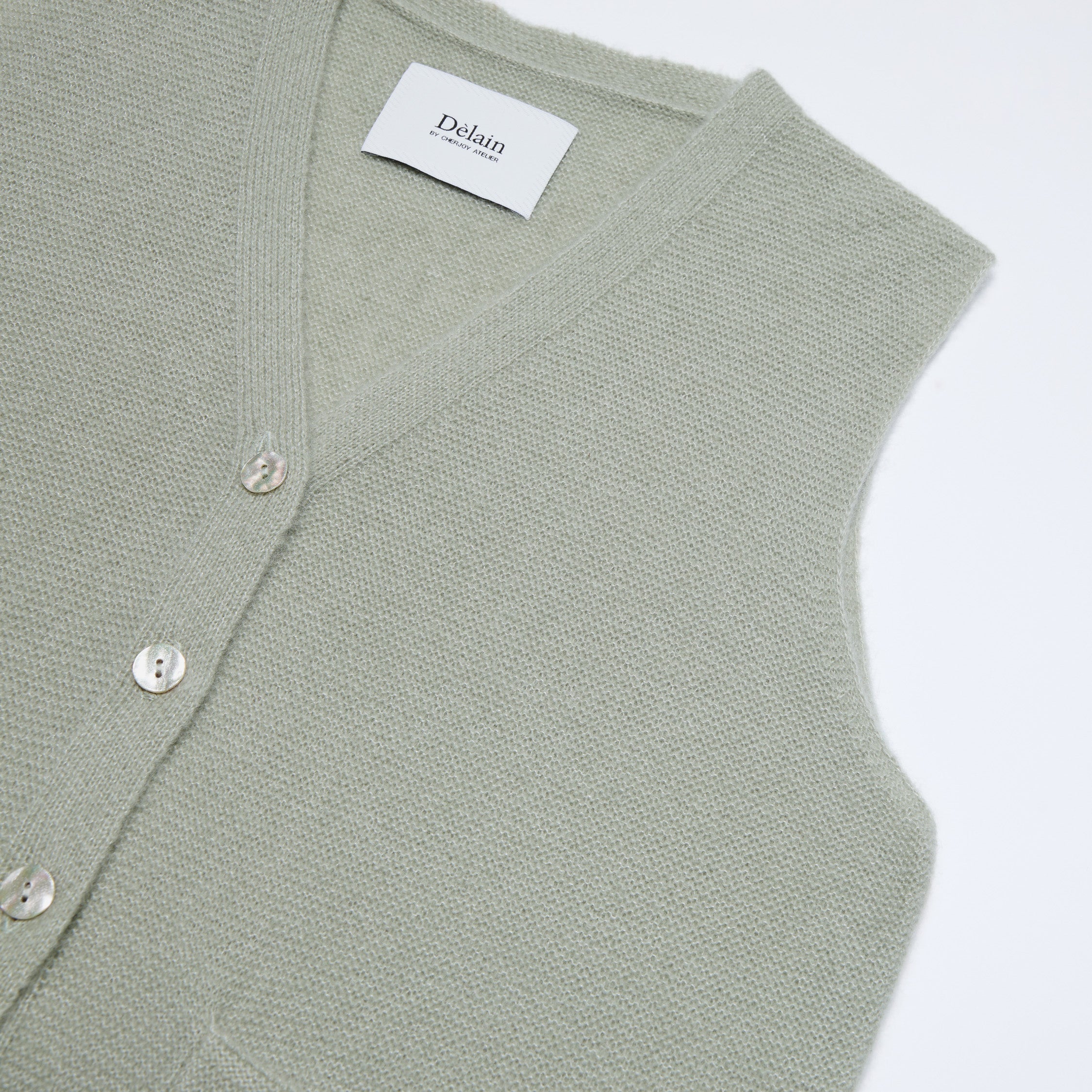Spring Diary” Silk Cashmere真絲兩件式背心針織上衣—Verdant Veil青霧薄影