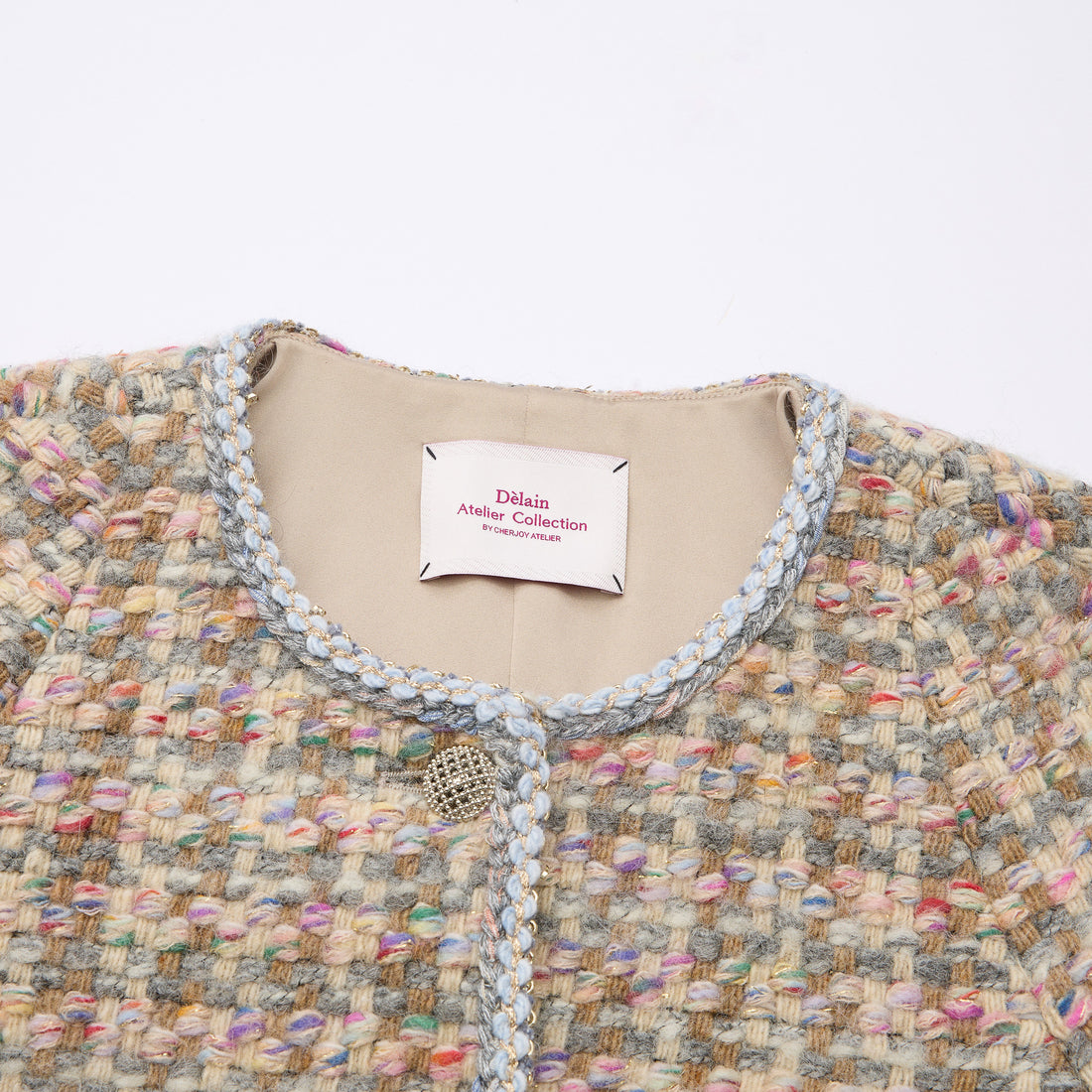 "Chelsea Citywalk."義大利頂級初剪羊毛蓬絨經典No.5花呢外套—Candy Confetti棉花彩糖