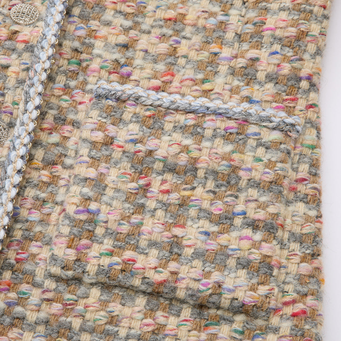 "Chelsea Citywalk."義大利頂級初剪羊毛蓬絨經典No.5花呢外套—Candy Confetti棉花彩糖