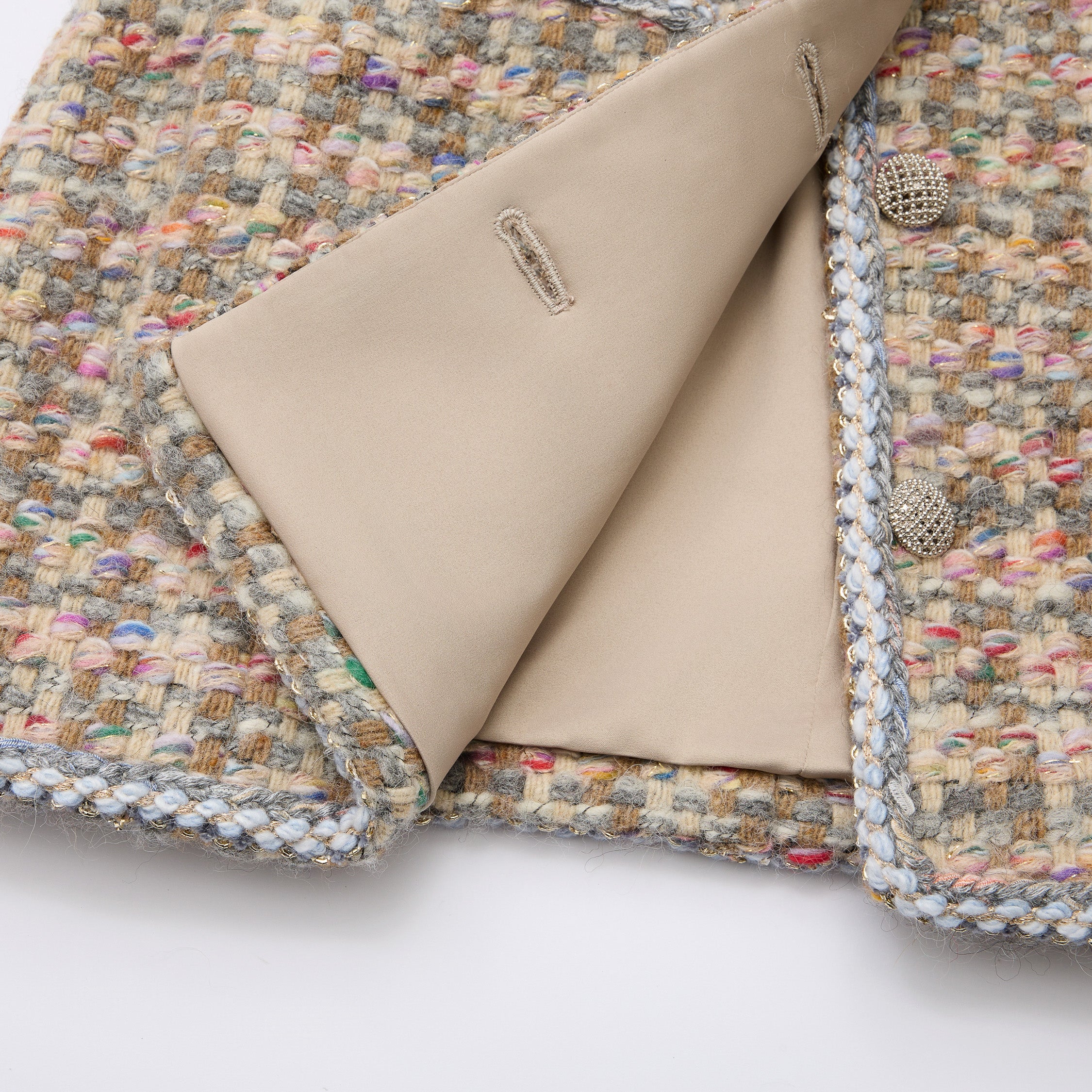 "Chelsea Citywalk."義大利頂級初剪羊毛蓬絨經典No.5花呢外套—Candy Confetti棉花彩糖