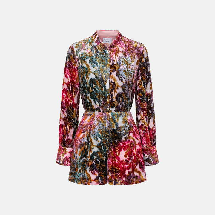 "Imperial Garden Teatime" Silk Velvet Chinese Style Shirt - Zui Rouge 