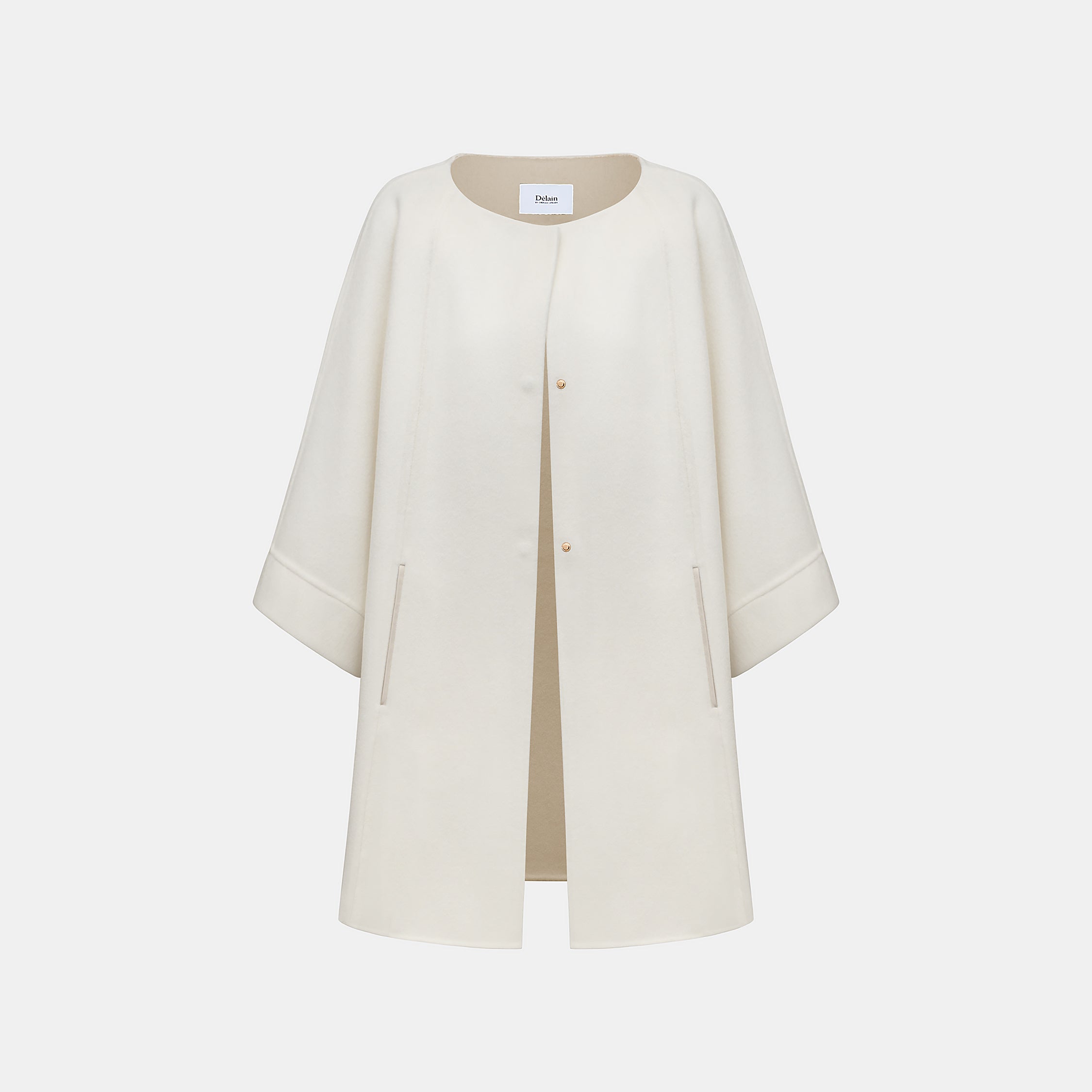 “Winter Diary”100%Cashmere雙面長絨工藝翻領斗篷外套—Frost Veil白境冬霧