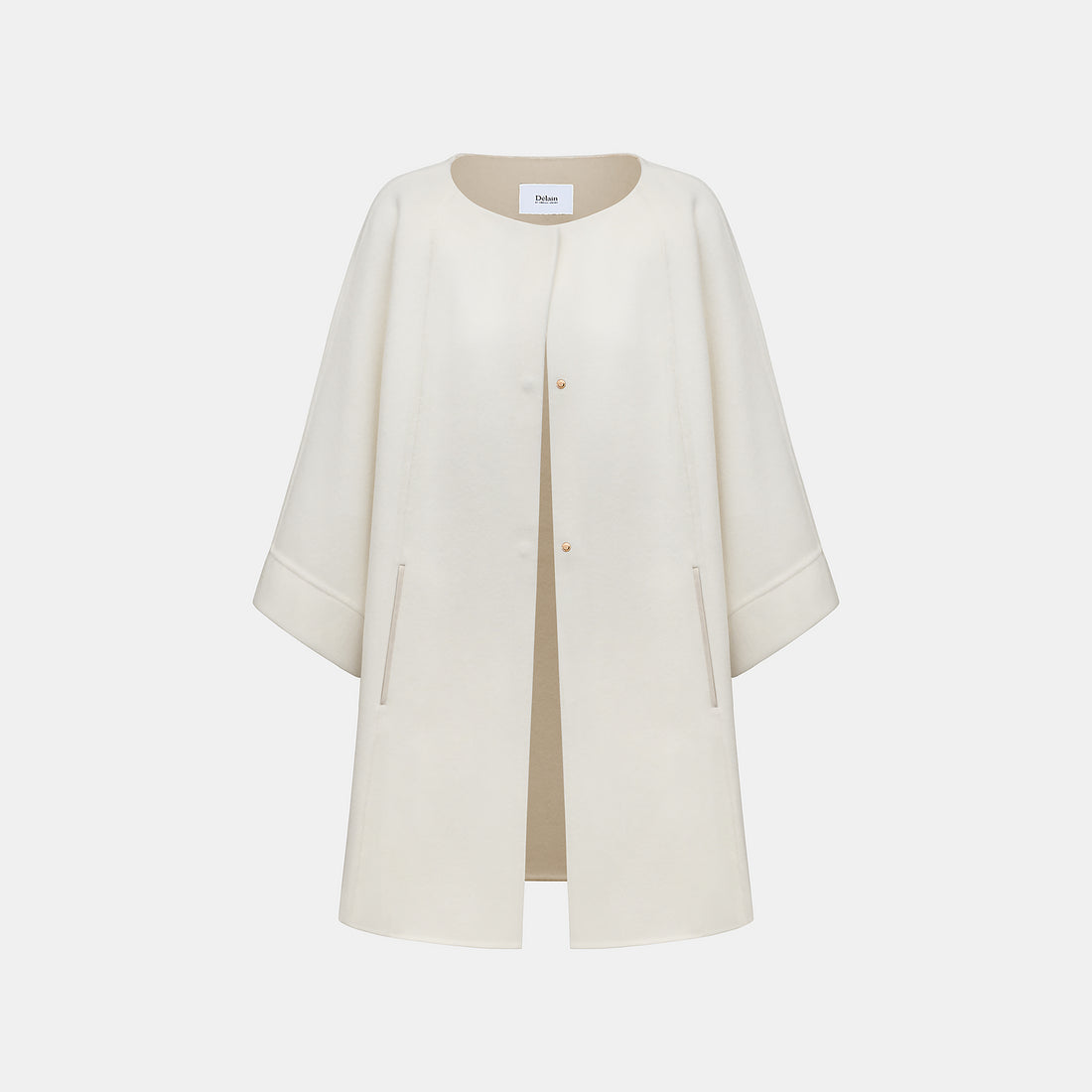 “Winter Diary”100%Cashmere雙面長絨工藝翻領斗篷外套—Frost Veil白境冬霧