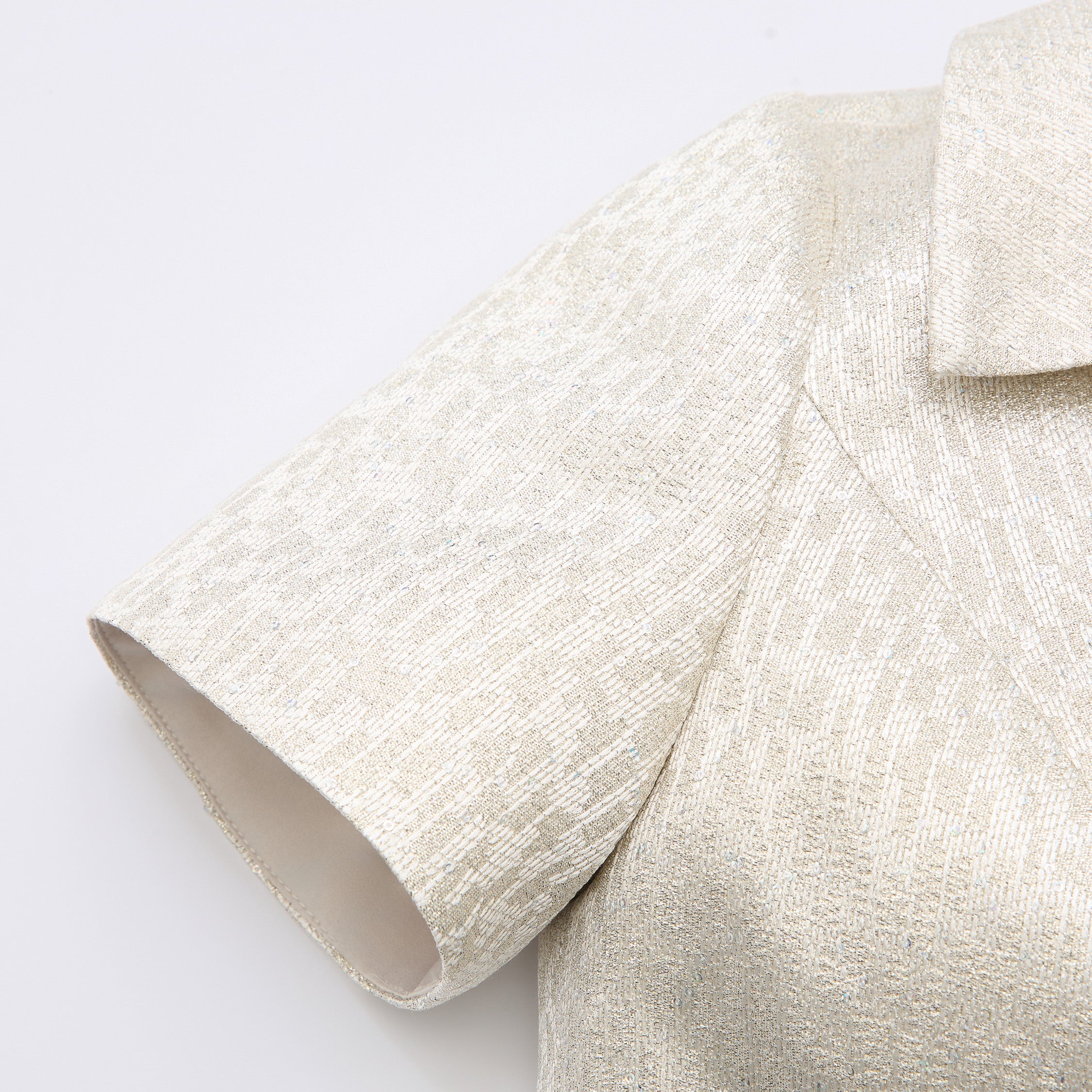 "Arcade of CherJoy Atelier."義大利特殊燦光織紋高級訂製立體剪裁拼接修身洋裝—Midnight Starlume月光華爾滋