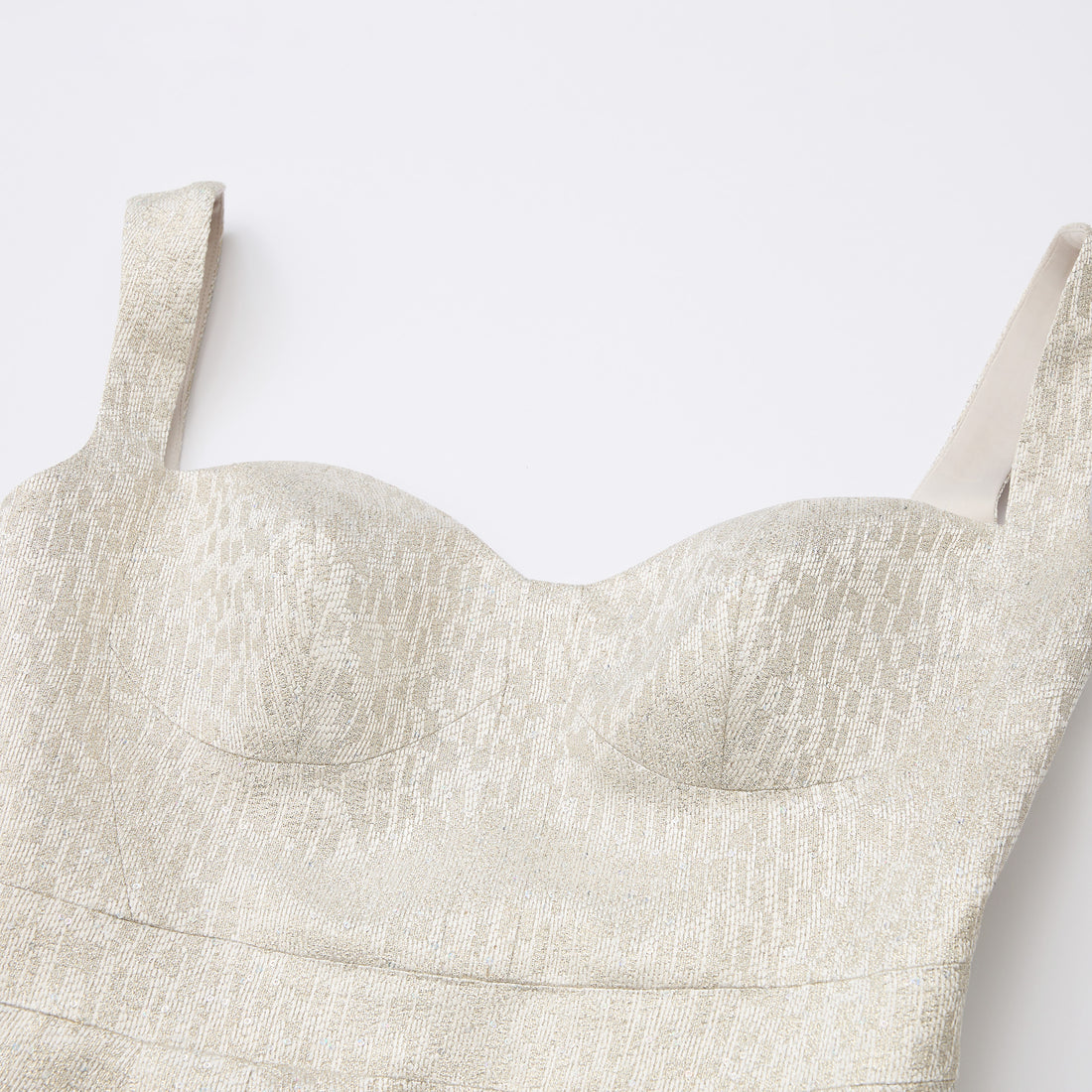 "Arcade of CherJoy Atelier."義大利特殊燦光織紋立體剪裁修身桃心領洋裝—Midnight Starlume月光華爾滋