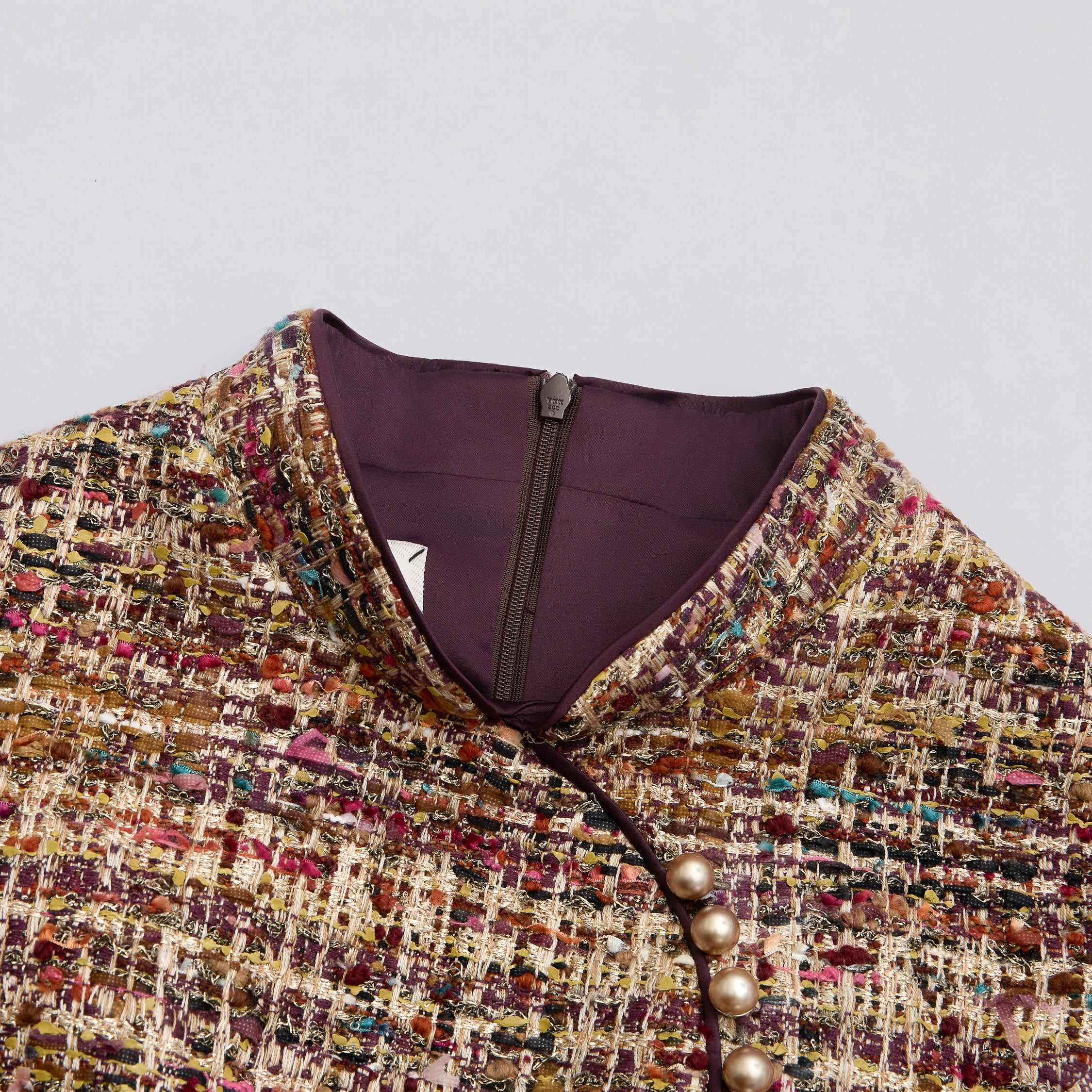 "Arcade of CherJoy Atelier."法國彩緞縷金線藝花呢輕國風旗袍洋裝 —Floral Allure花韻傾城