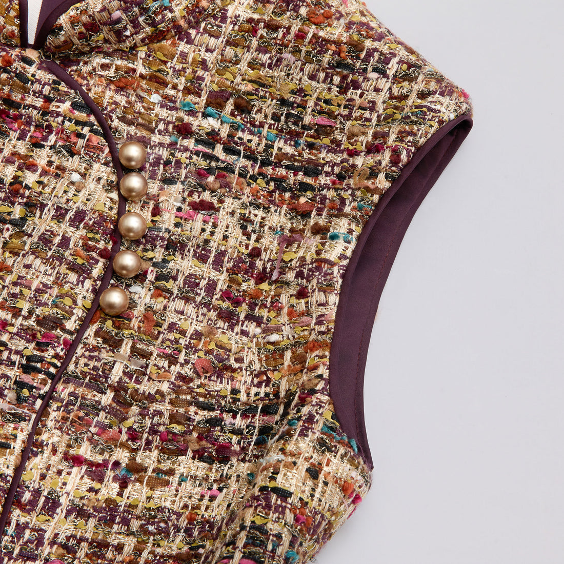 "Arcade of CherJoy Atelier."法國彩緞縷金線藝花呢輕國風旗袍洋裝 —Floral Allure花韻傾城