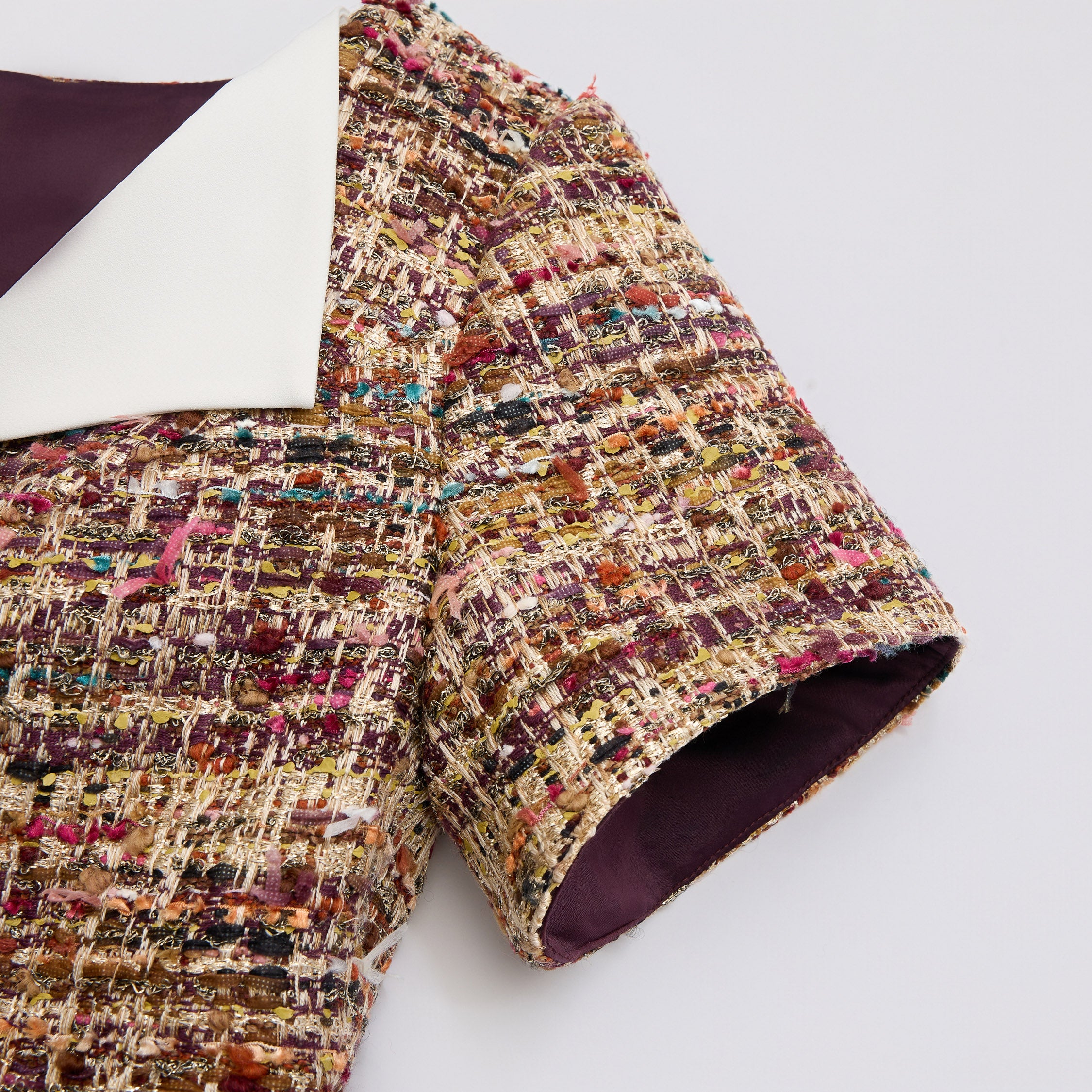 "Arcade of CherJoy Atelier."法國彩緞縷金線藝花呢立體剪裁抽繩洋裝—Floral Allure花韻傾城