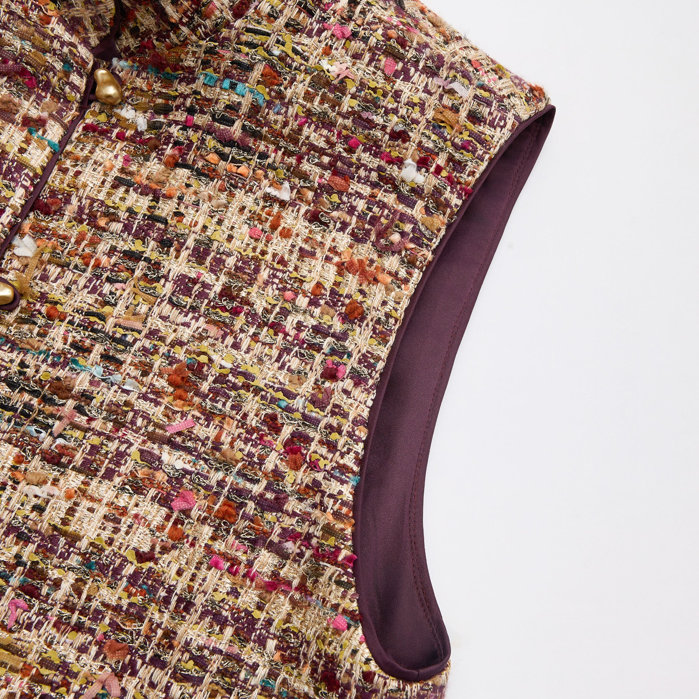 "Arcade of CherJoy Atelier."法國彩緞縷金線藝花呢輕國風背心—Floral Allure花韻傾城