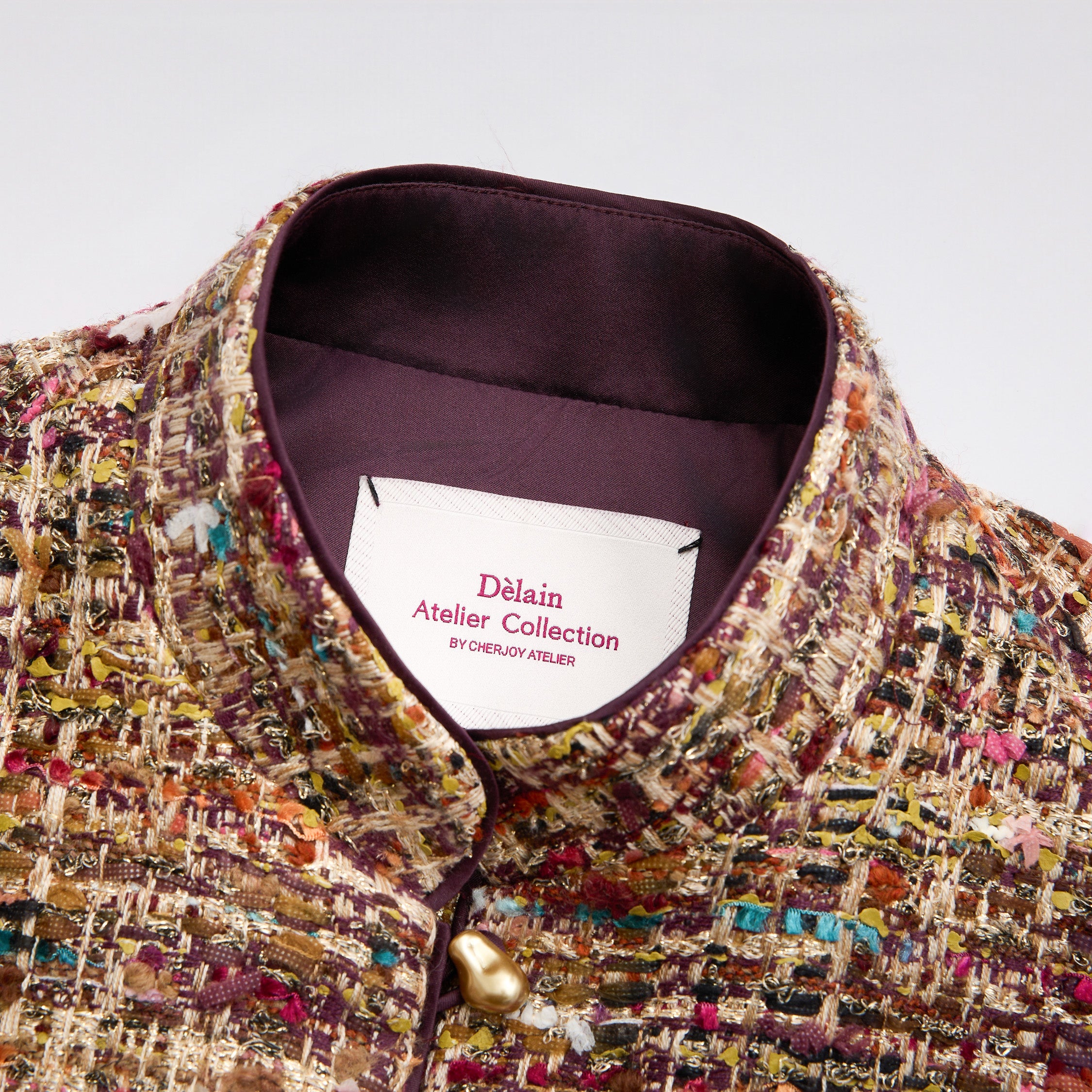 "Arcade of CherJoy Atelier."法國彩緞縷金線藝花呢輕國風背心—Floral Allure花韻傾城