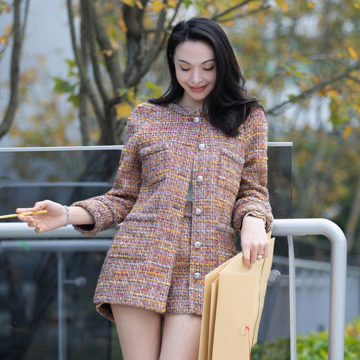 “Sloane Ave."法國高級訂製立體彩絮花呢短褲—Provence Sunlight南法日光