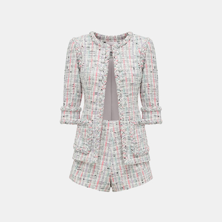 "Arcade of CherJoy Atelier." French summer light tweed high-end custom three-dimensional tailoring jacket 