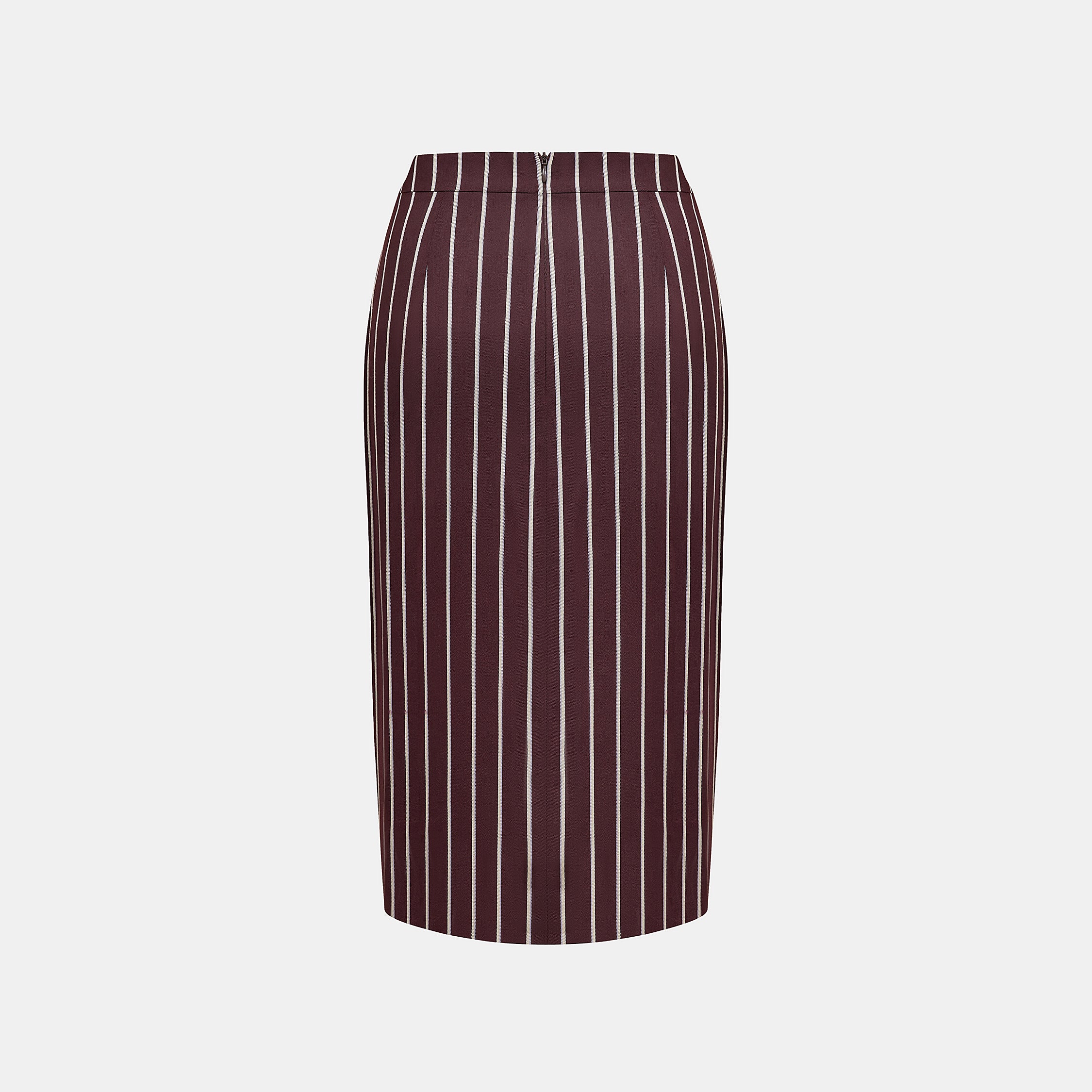 "Speak Sleek."義大利頂級羊毛直條西裝及膝裙—Rouge Nuit醺紅夜語