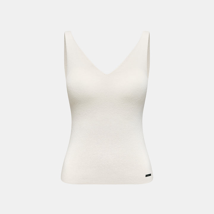 “Winter Diary”Cashmere細緻奶油絨V領Bratop—Snow White羊絨雪白