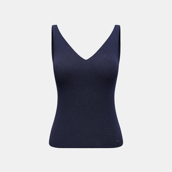 “Winter Diary”Cashmere細緻奶油絨V領Bratop—Midnight Blue午夜靛藍