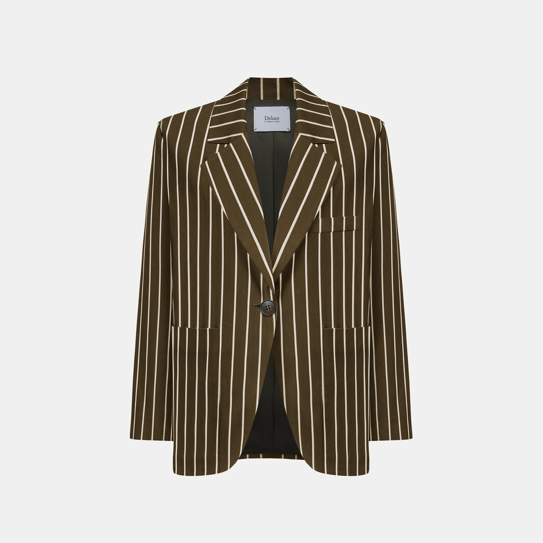 "Speak Sleek."義大利頂級羊毛直條Oversized西裝外套—Canopy Gold樹影金階