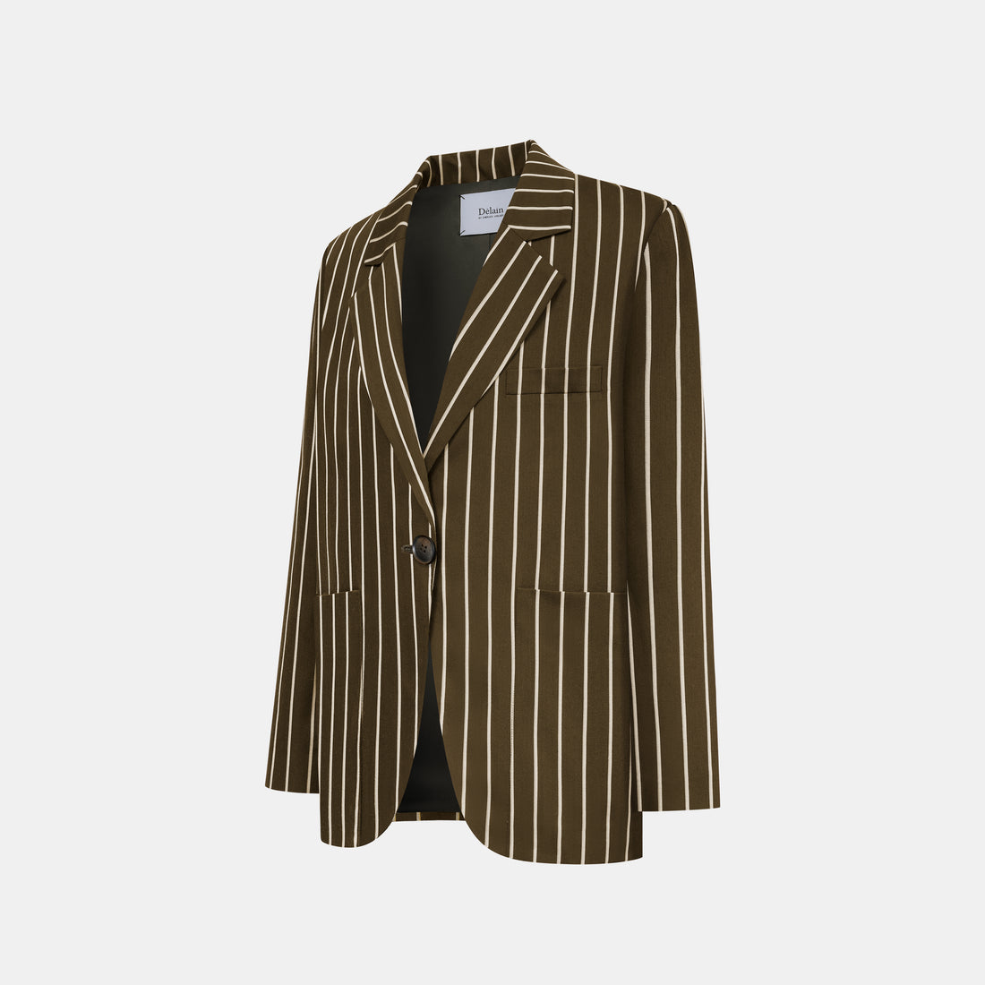 "Speak Sleek."義大利頂級羊毛直條Oversized西裝外套—Canopy Gold樹影金階