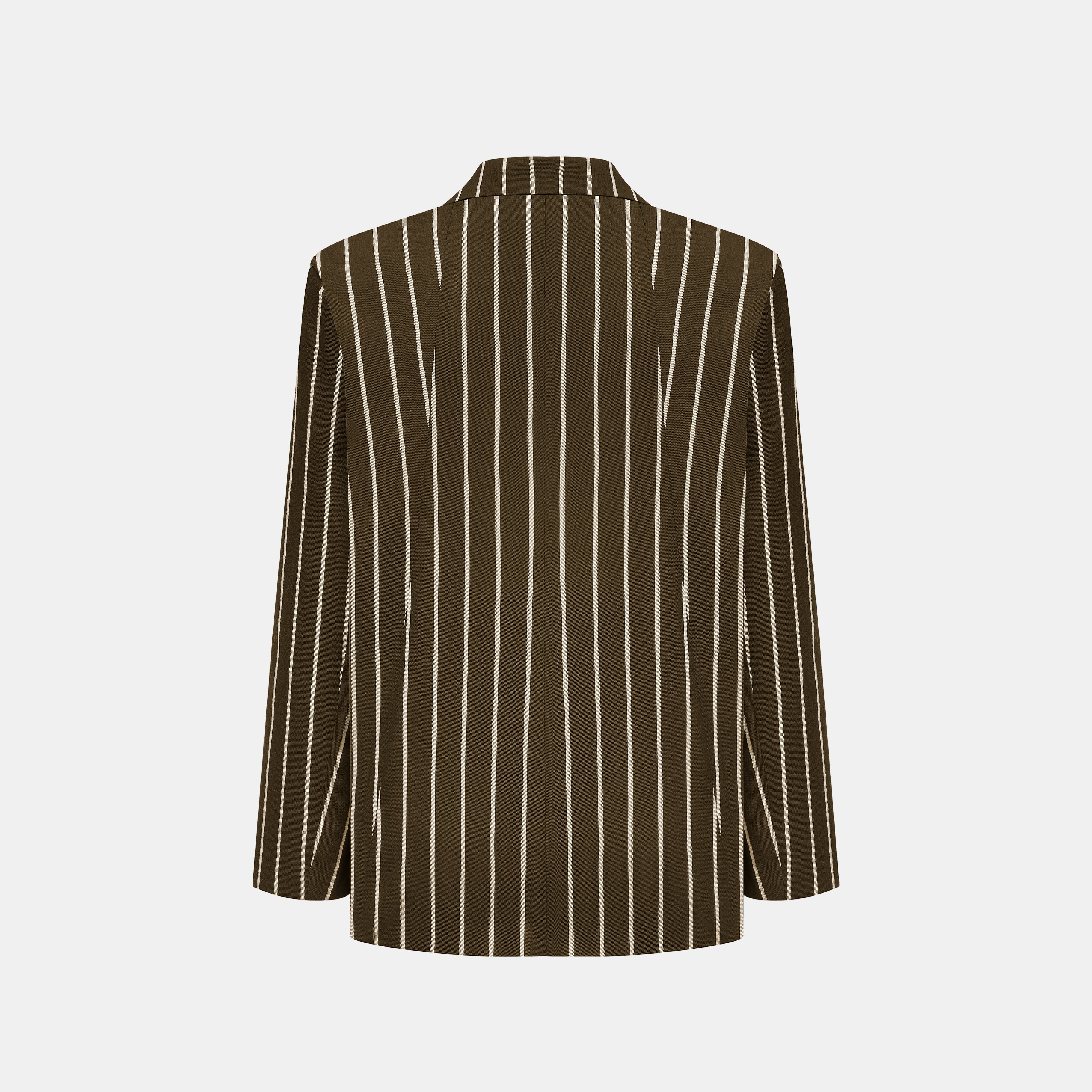 "Speak Sleek."義大利頂級羊毛直條Oversized西裝外套—Canopy Gold樹影金階