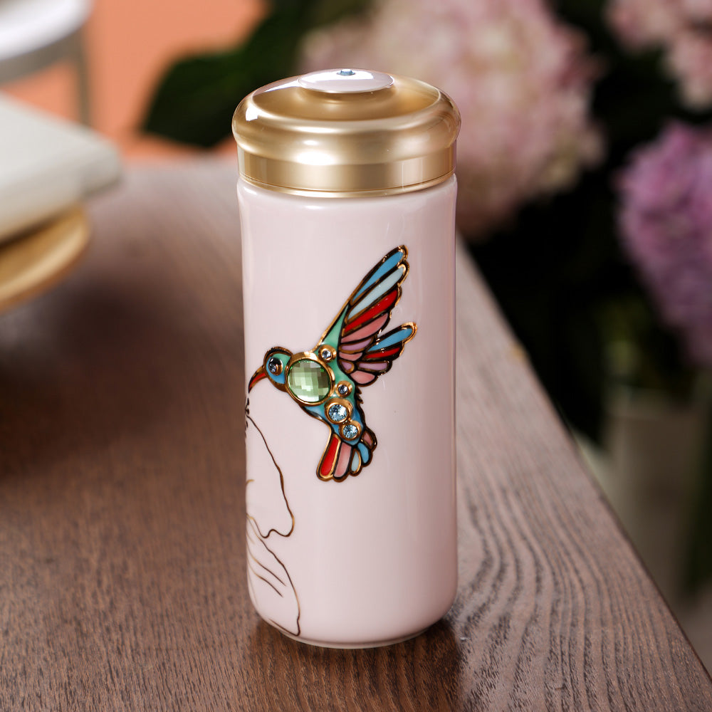 乾唐軒 吉星蜂鳥彩金水晶隨身杯─ 粉紅