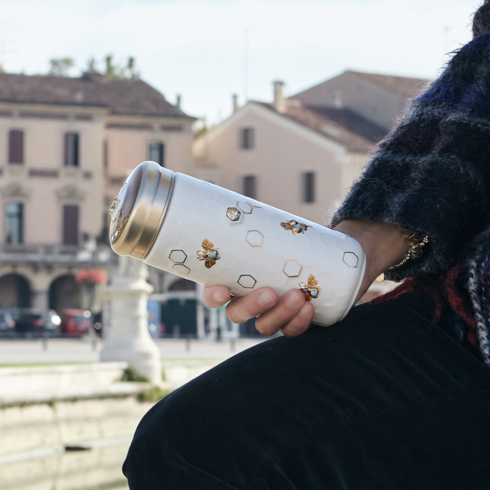 乾唐軒 吉星大豐收鎏金水晶隨身杯 ─ 牙白金