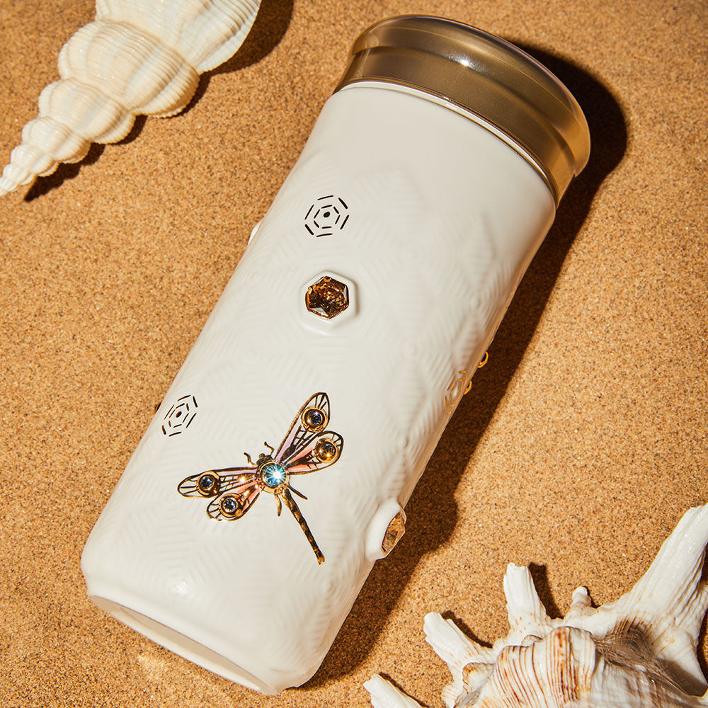 乾唐軒 吉星蜻投意合彩金水晶隨身杯 ─ 牙白彩金晶