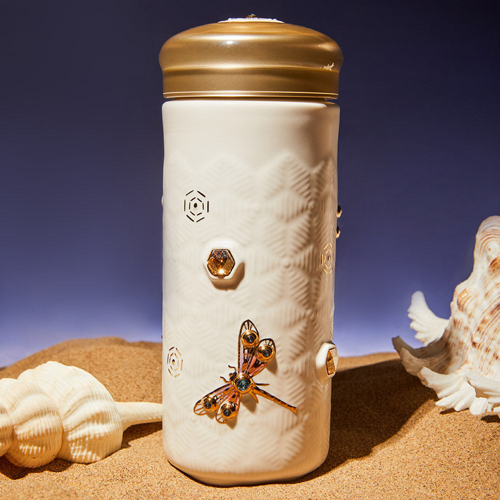 乾唐軒 吉星蜻投意合彩金水晶隨身杯 ─ 牙白彩金晶