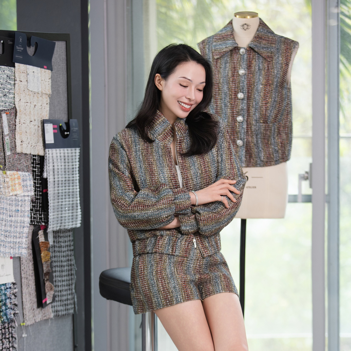 “Weekend at Monaco” 義大利特殊幻彩光絲花呢短褲—Neon Daze霓虹舞夜