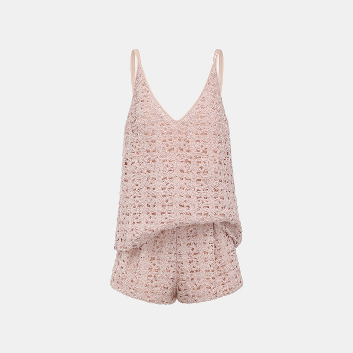 “Sloane Ave."繞畫織藝鏤花蕾絲細肩帶背心—Rose Reverie織夢玫瑰