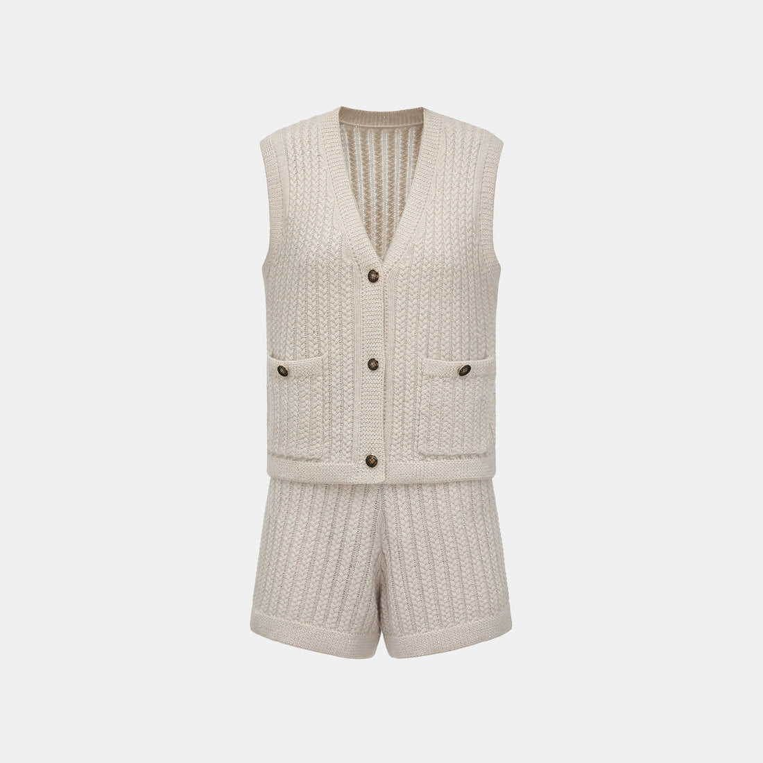 “Autumn Diary” 100% Cashmere 立體細麻花星點亮片針織短褲—Nordic Dawn北境黎明