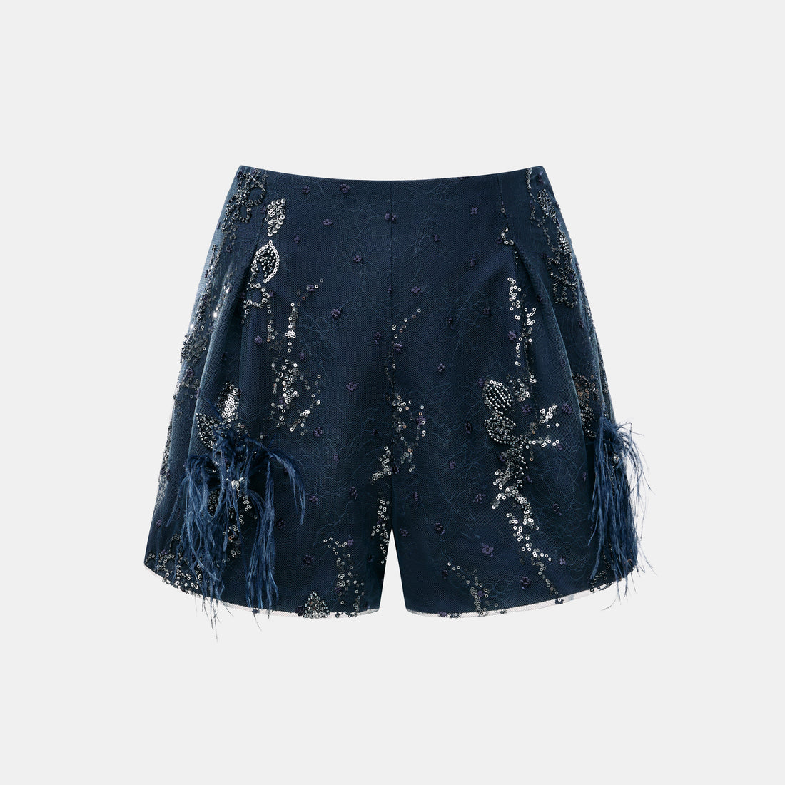 "Imperial Garden Teatime."長羽花繡奢華珠繡蕾絲輕國風短褲—Feather Dream煙羅羽夢