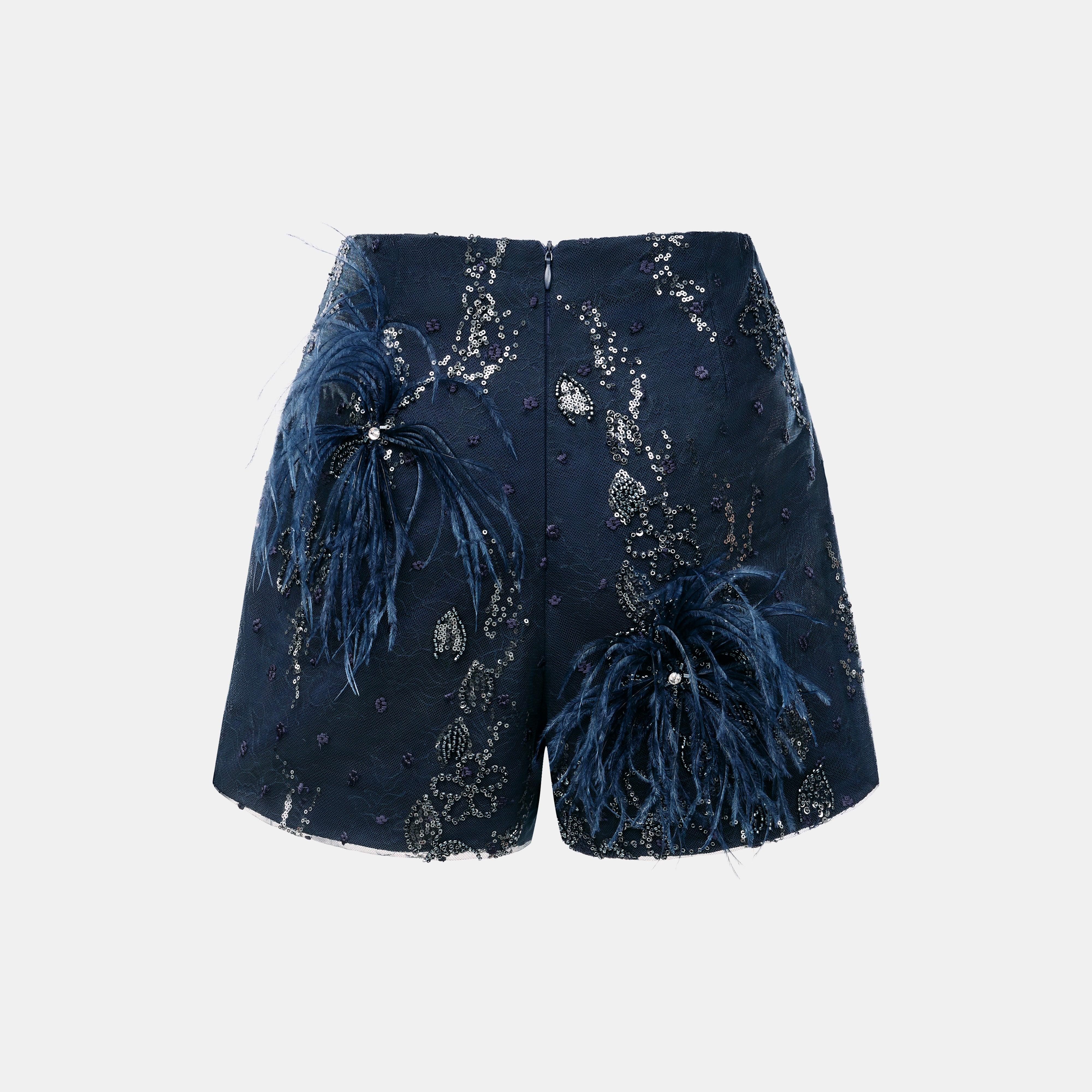 "Imperial Garden Teatime."長羽花繡奢華珠繡蕾絲輕國風短褲—Feather Dream煙羅羽夢