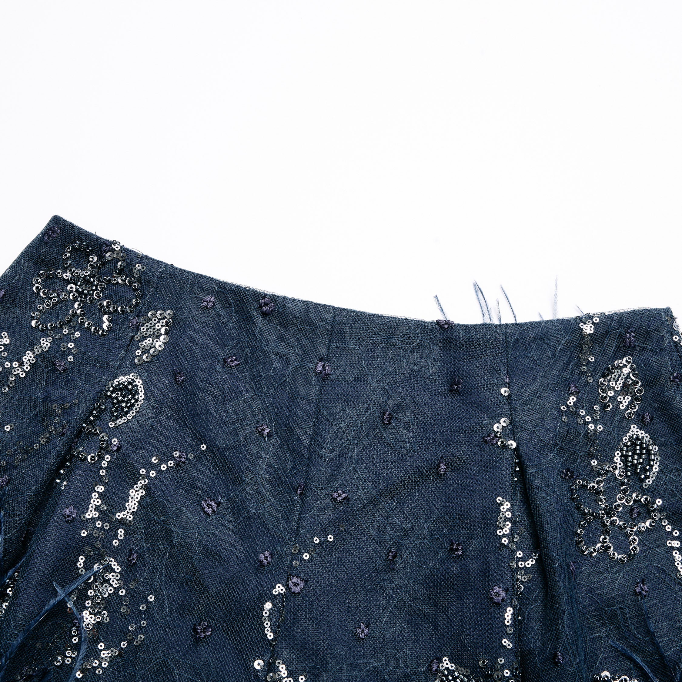 "Imperial Garden Teatime."長羽花繡奢華珠繡蕾絲輕國風短褲—Feather Dream煙羅羽夢