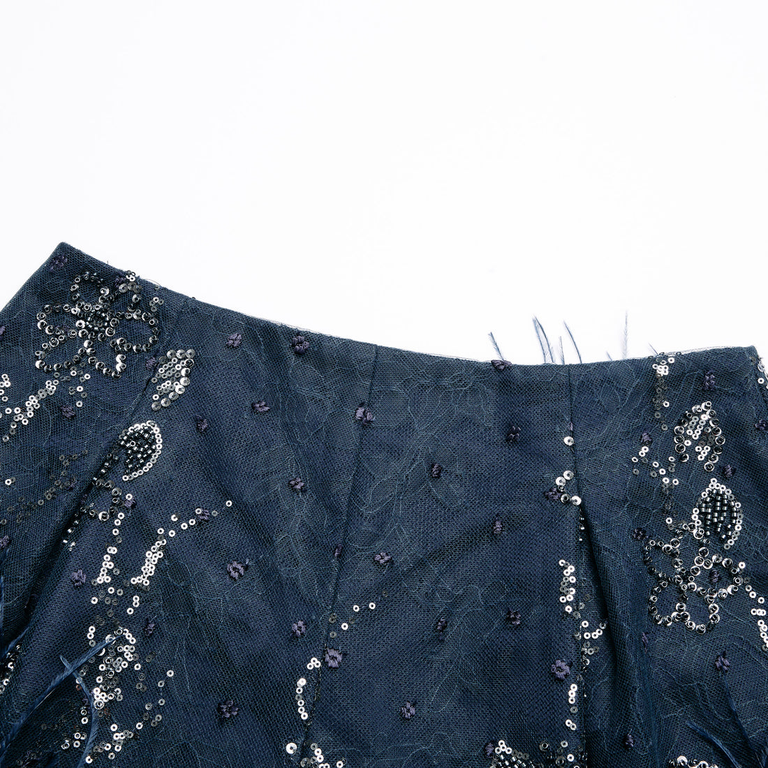 "Imperial Garden Teatime."長羽花繡奢華珠繡蕾絲輕國風短褲—Feather Dream煙羅羽夢