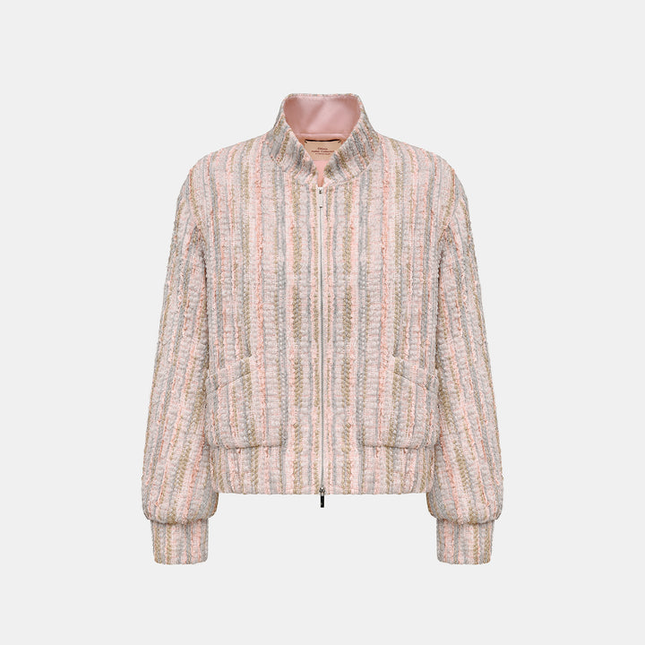 “Weekend at Monaco”法國金織立體絨圈條紋花呢外套—Tipsy Peach微醺甜桃