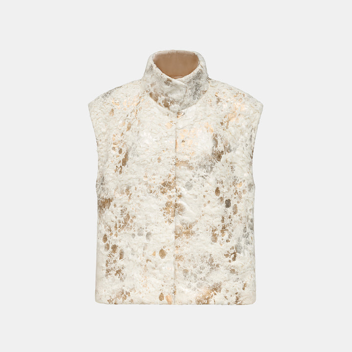 "Imperial Garden Teatime."義大利蓬圈雲絨箔飾國風馬甲外套—Moon Haze清霜醉月