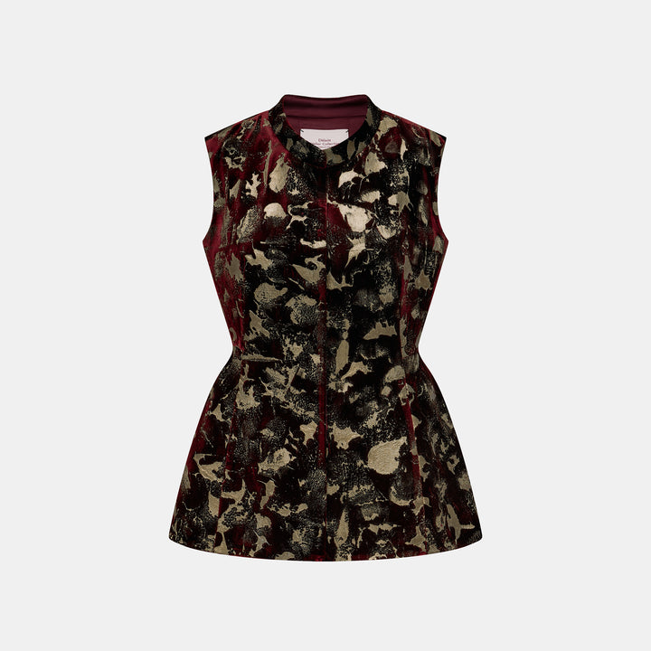 "Imperial Garden Teatime"義大利手繪飛白毫金工藝絲絨輕國風背心—Velvet Oud絨夜沉香