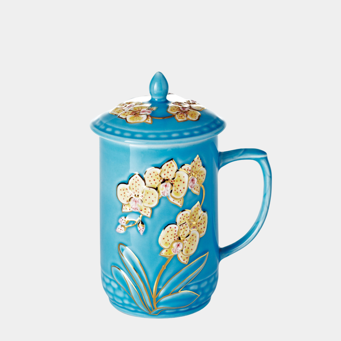乾唐軒 蝴蝶蘭花高杯─海碧彩金