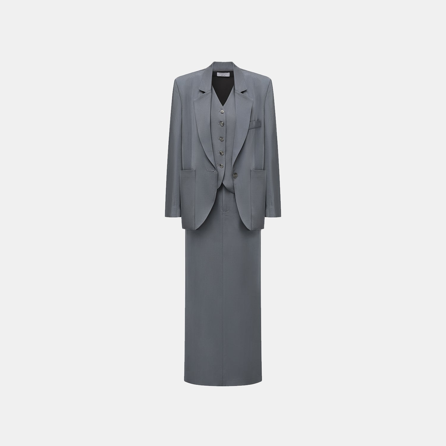 "Speak Sleek" 奢華輕薄麻感肌理醋酸鉛筆裙—Cloud