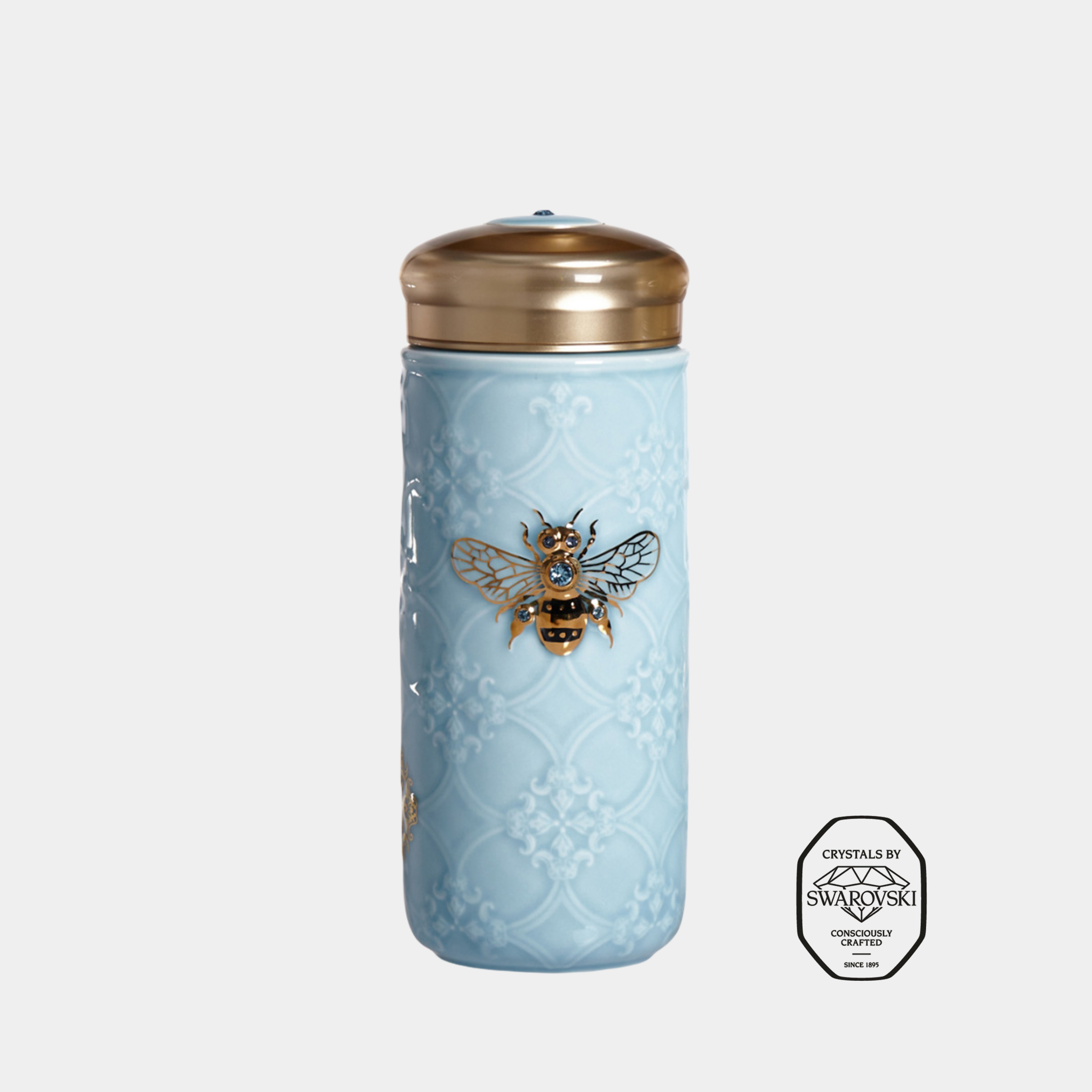 乾唐軒 吉星大蜜蜂水晶隨身杯─ 淺水藍描金