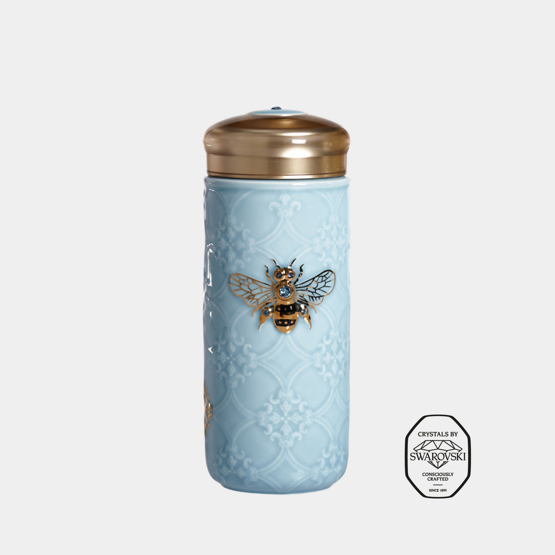 乾唐軒 吉星大蜜蜂水晶隨身杯─ 淺水藍描金