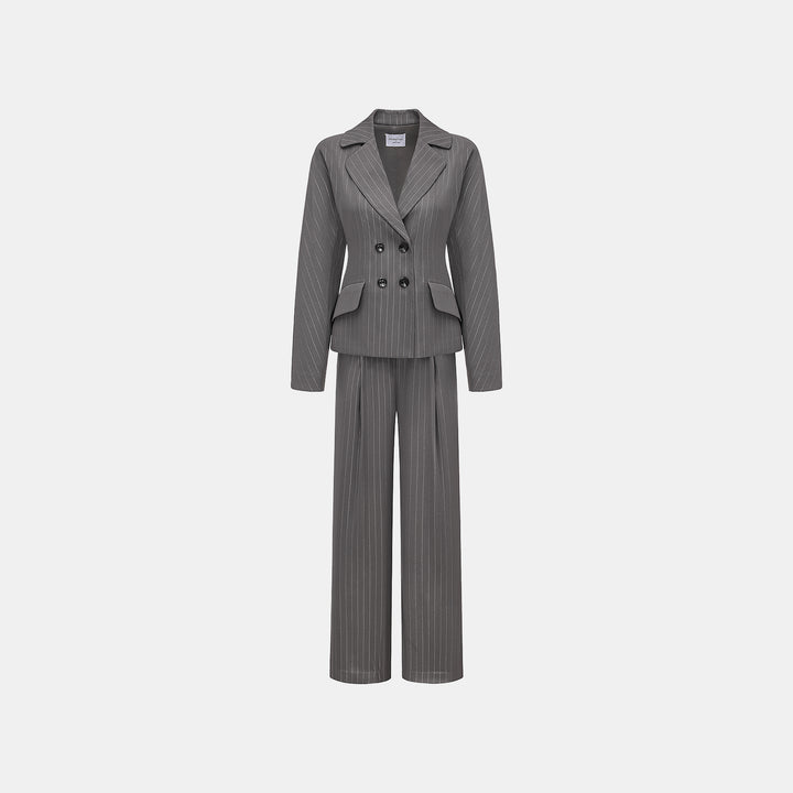 "Speak Sleek." 銀織工藝直條西裝長褲—Urban Reverie藝境漫游