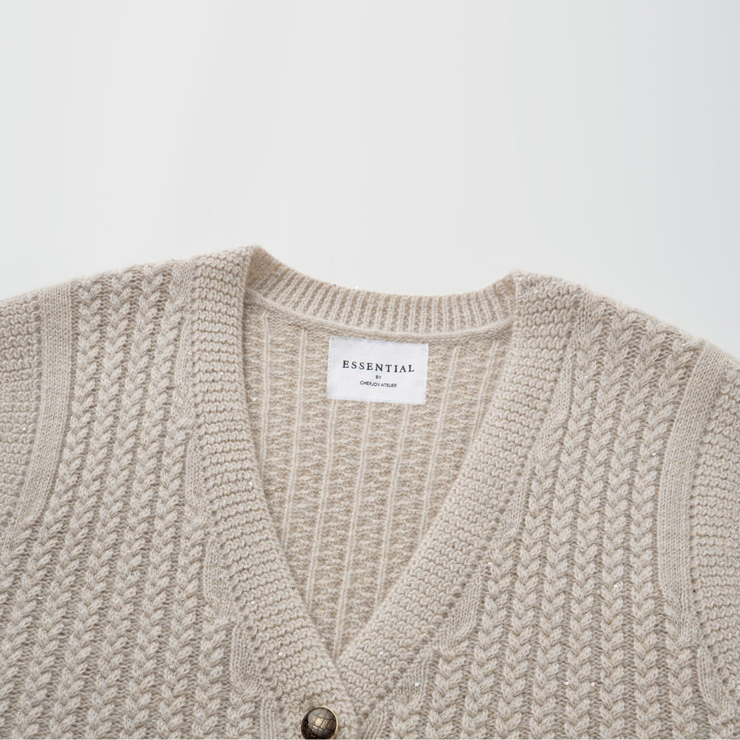 “Autumn Diary” 100% Cashmere 立體細麻花星點亮片針織背心—Nordic Dawn北境黎明