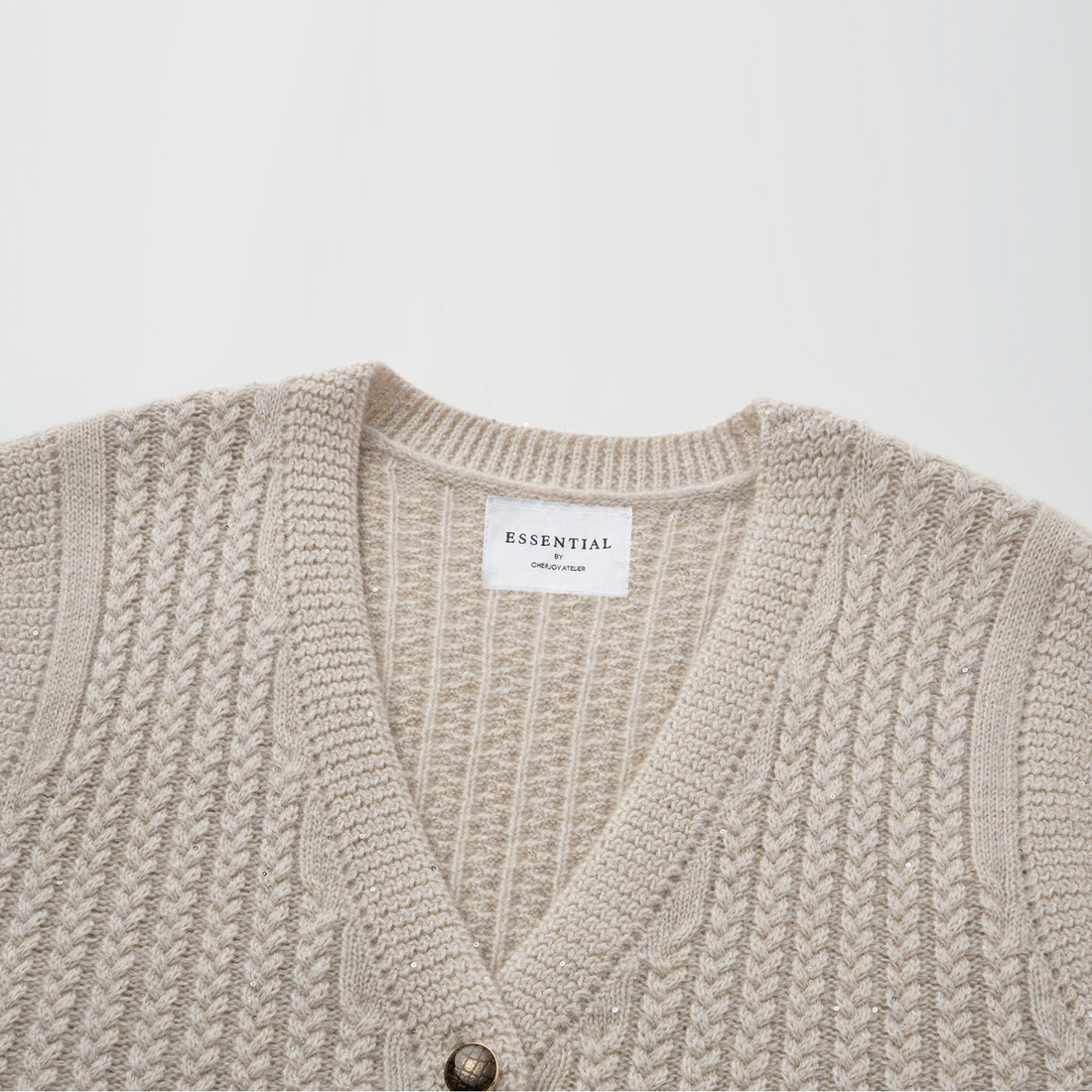 “Autumn Diary” 100% Cashmere 立體細麻花星點亮片針織背心—Nordic Dawn北境黎明