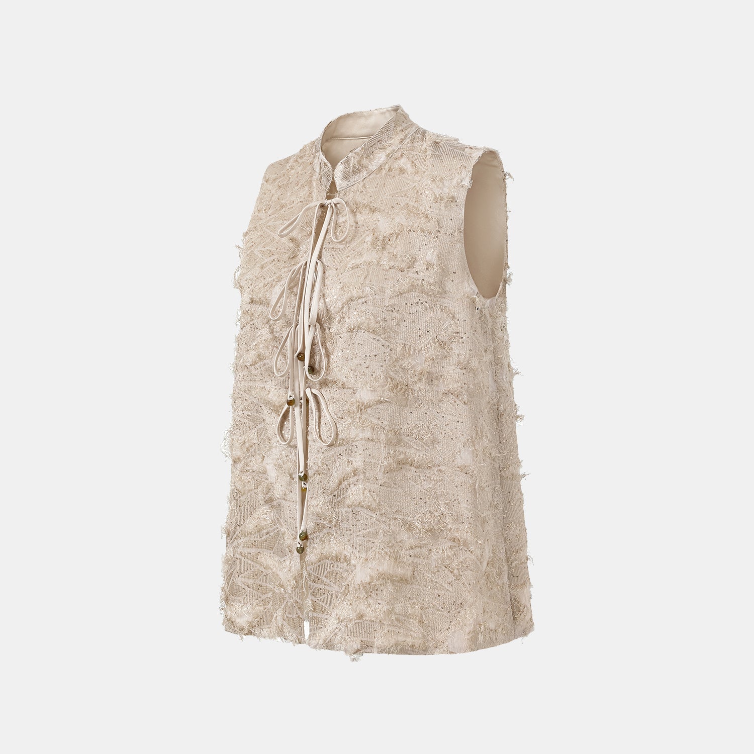 "Imperial Garden Teatime."義大利羽繡流蘇工藝輕國風背心—暮羽