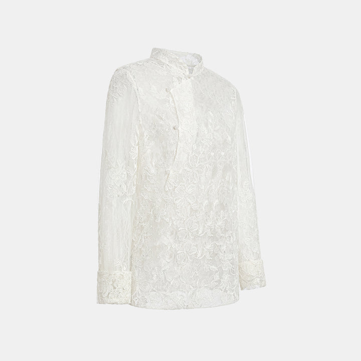 “春裳雅集” 立體刺繡工藝蕾絲國風長袖上衣