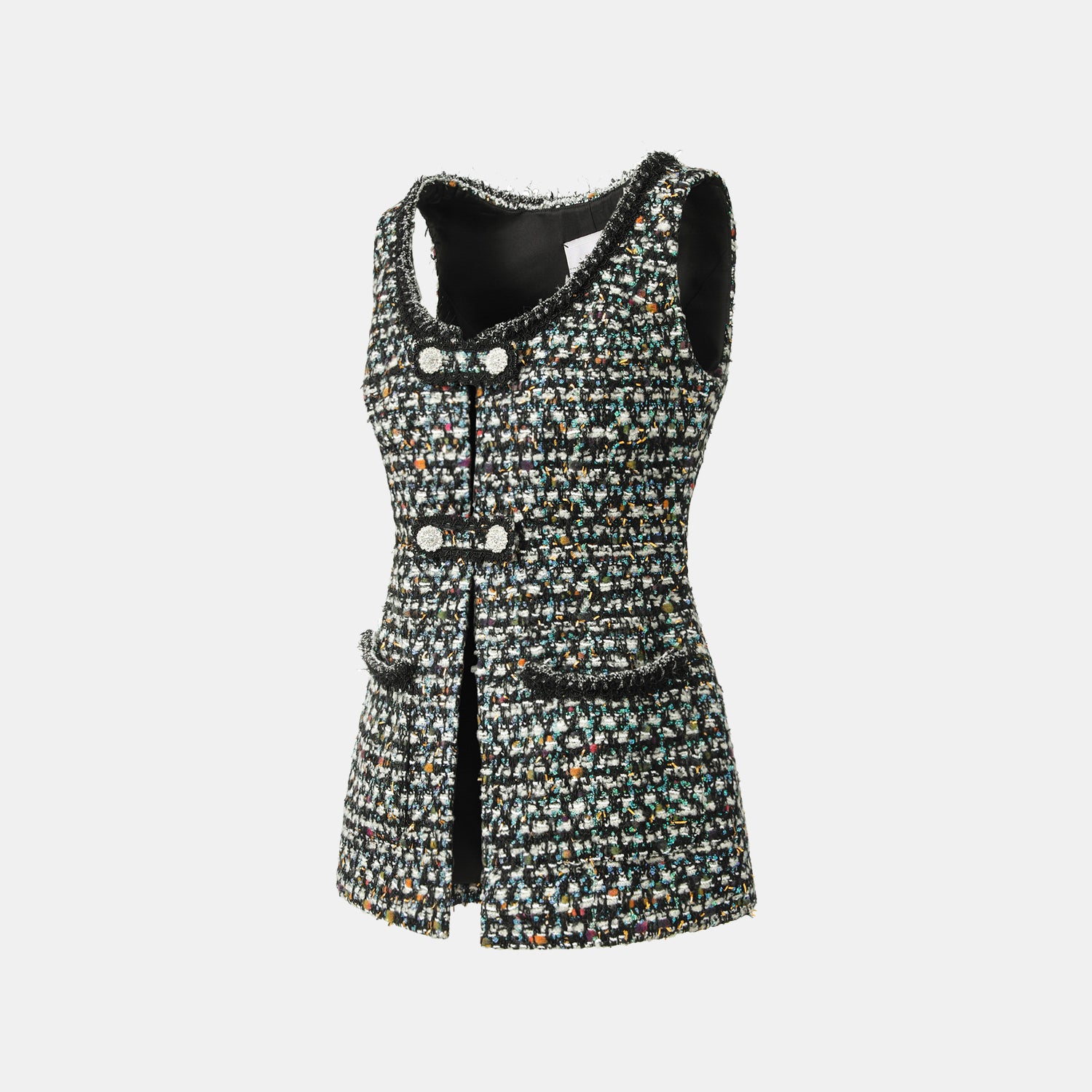 "Couture Impression."法國頂級羊毛棱光彩織花呢馬甲背心—Galaxy Jardin銀光花境