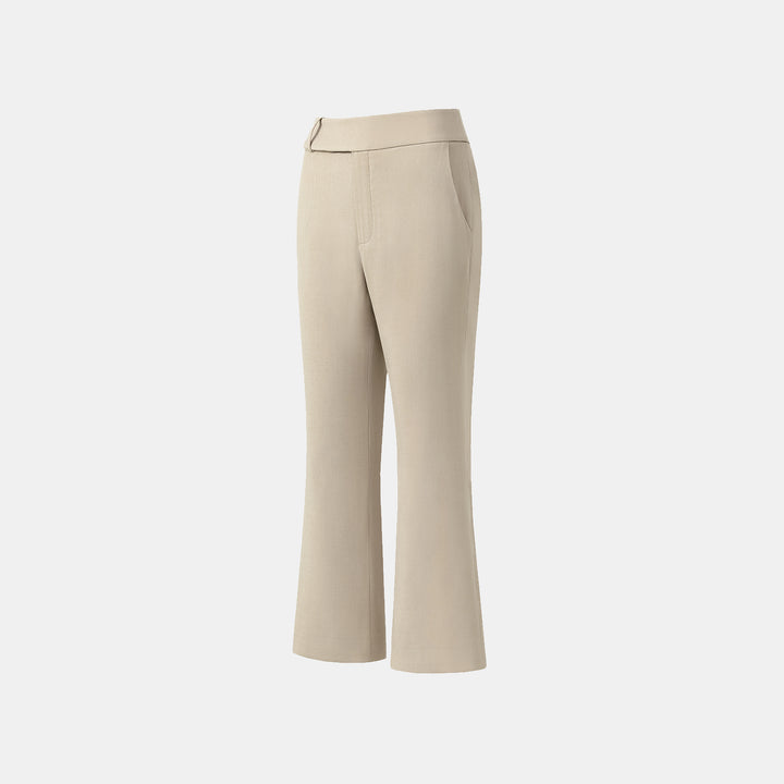 "Autumn Diary" Korean super stretch drape fabric waist trousers - Khaki 