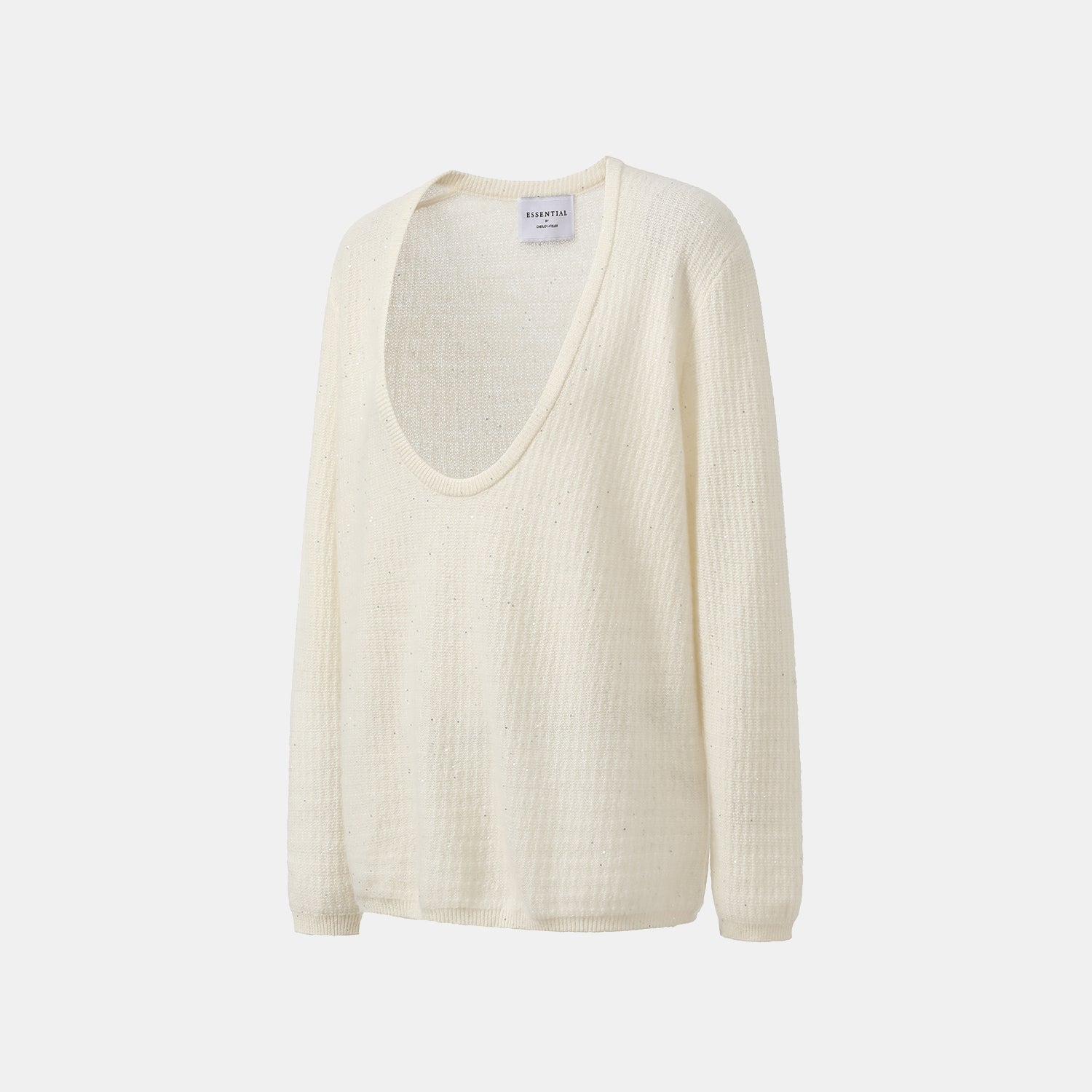 “Autumn Diary” 100% Cashmere極細絨柔星點低弧領針織上衣—Velour Moonlight絲絨月光