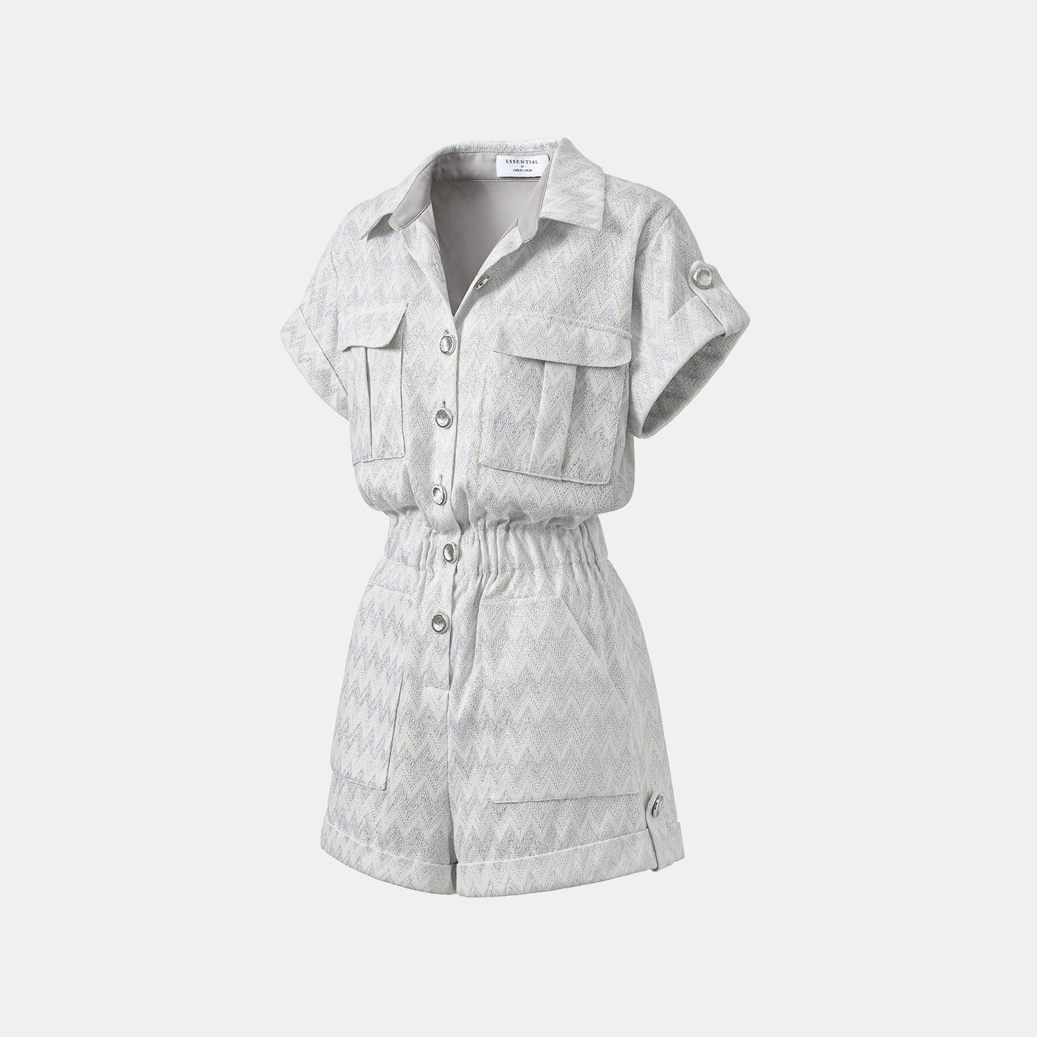 “Autumn Diary”義大利Chevron山形銀燦織紋針織連身褲—Hazy Vale煙嵐悠境